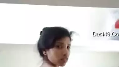 Busty amateur chick XXX caresses her big Desi tits for hot video