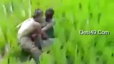 Worker sees Indian lovers who are going to have sex on the field