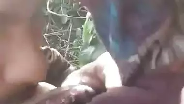 The poor guy bangs a hot desi lady outdoors in the blue film