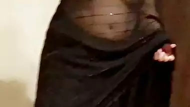 Transparent saree boobs show and naked video of busty wife