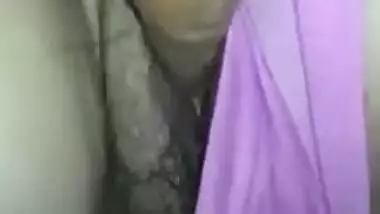 Desi wears her sex violet panties and puts hand down there in XXX clip