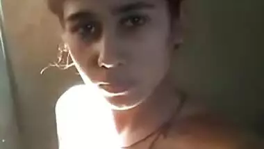 Winsome Desi teen gladly shows XXX tits and pussy for curious BF