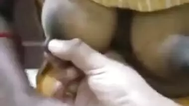 Horny Indian XXX husband playing with housemaid’s boobs on cam MMS