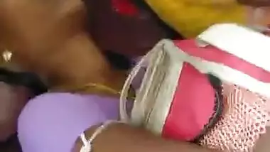 Rubbing hand in boobs side of aunty , Crowd is Advantage