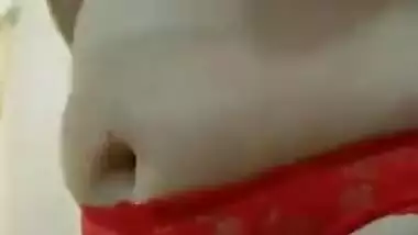 Topless Indian mom takes off red panties to make XXX buddy happy