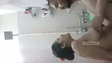 Indian Cute Bhabhi Cheating with husband and fucking with her step-bro in bathroom with full romance