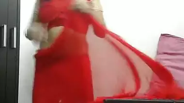 Chick demonstrates her sex hooters and wears an Indian sari in XXX clip