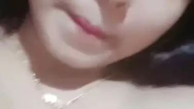 Cute smiling face girl naked on video call to lover