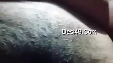 Desi girl takes saggy boobs out and films her swollen hairy clitoris