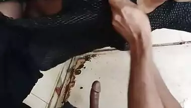 Young wife doggy sex in restroom with manager