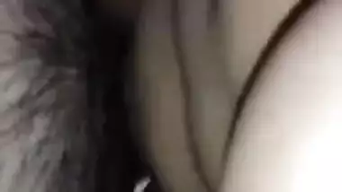 Pretty Desi GF blows cock and rides it with her hairy XXX pussy