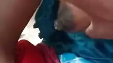 Hubby squeezes milk from big XXX tits of his Desi wife for the cam