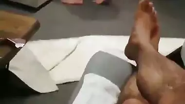 Cuckold sees his desi nude wife getting fucked by a servant