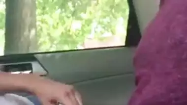 Skinny Paki chick gags on boyfriend's erect XXX fuckstick in his car
