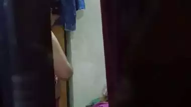 Sexy ass mom dress change caught by son from next room