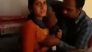 Indian teacher sucking students boobs in class