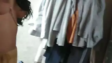 Cute bhabhi boob press by devar while topless