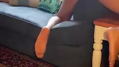 Horny Teensitter Ginger Gazelli Humps The Cum Out Her Pussy With Couch