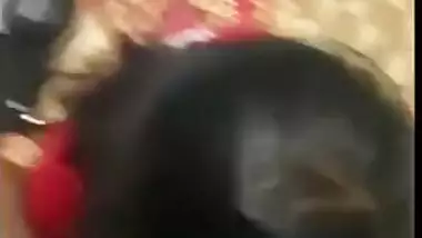 Nasty Desi XXX housewife giving a wet blowjob to her house owner MMS