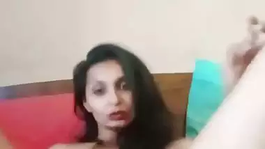Fingering oily pussy in thinking of lover by horny bhabhi