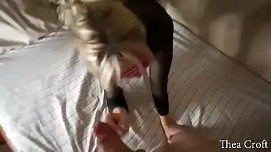 Fucked in the mouth of a luxurious milf with a big ass and cum in her mouth