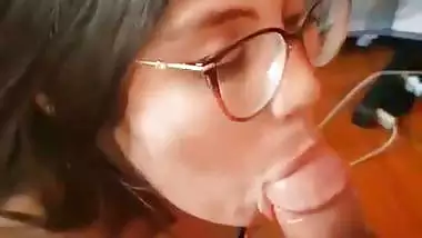 Sexy Indian babe drinks cum after an Indian blowjob