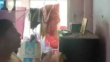 Milk tanker mom removing nighty in living room