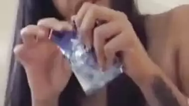 Teen exposes her XXX body and prepares a condom for subsequent sex