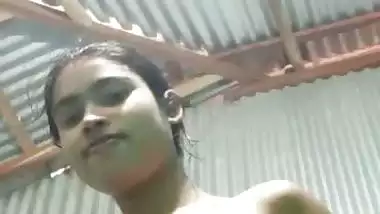 Village girl after bath asking sorry in nude MMS