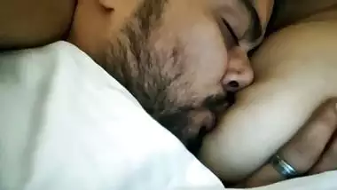 Licking and tickling boobs of beautiful GF