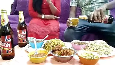 Friend invites the Desi girl to drink some beer and drills XXX cave